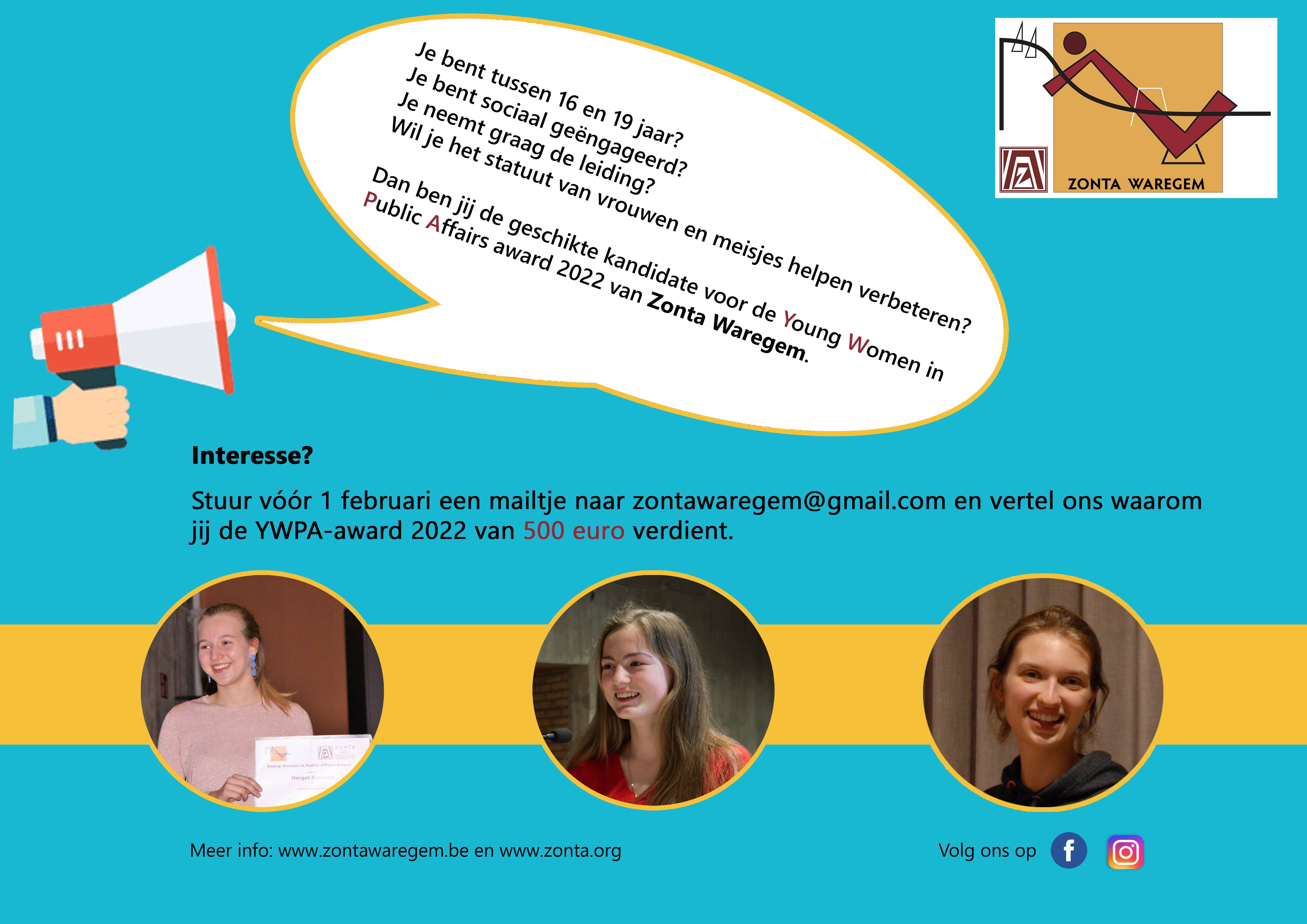 Kandidates gezocht voor de Young Women in Public Affairs award 2022.
